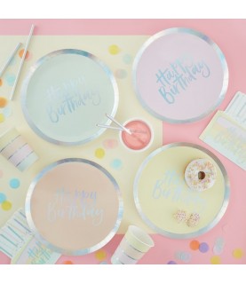 Pastel Party Happy Birthday Plates
