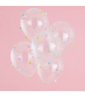 Pastellfarbene Bommel-Luftballons - Pastel Party