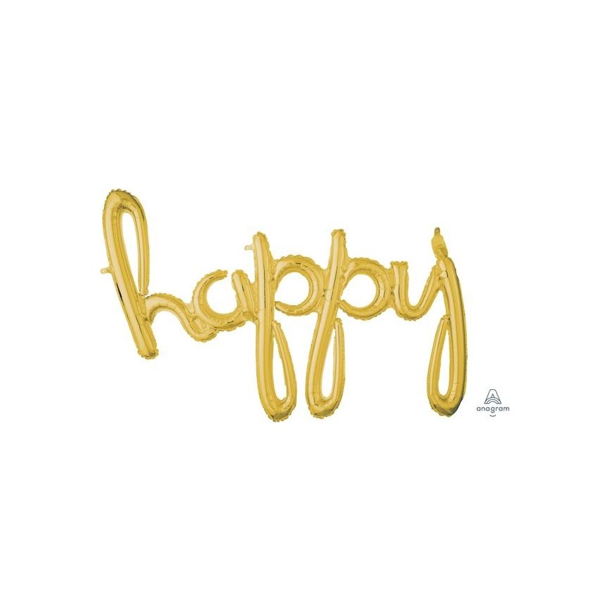 Happy Gold Mylar Balloon