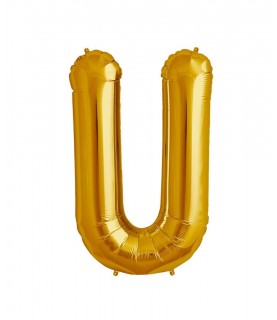 Gold Letter U Mylar Balloon