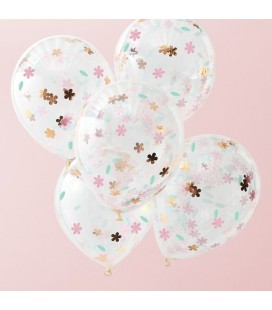 5 Ballons Confettis Floraux