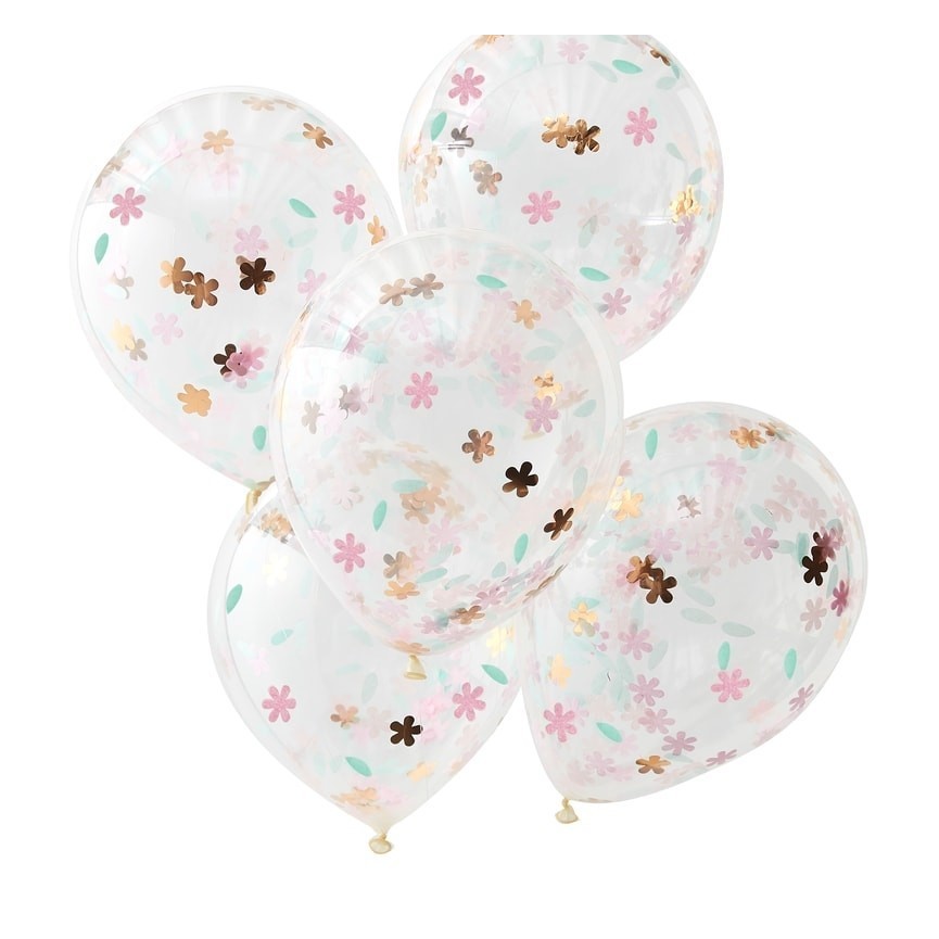 5 Ballons Confettis Floraux