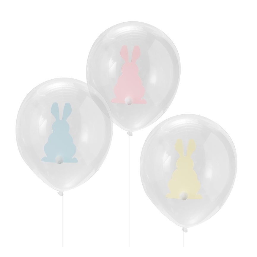 9 Easter Bunny Balloons with Pompom