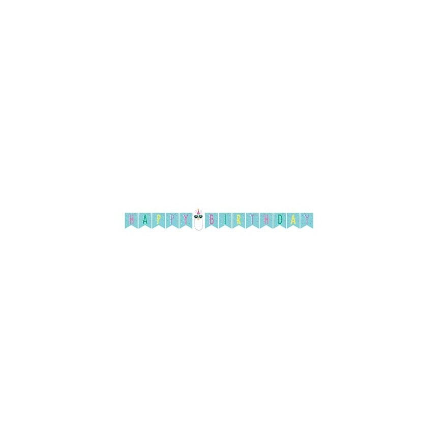 Llama Party Happy Birthday Banner