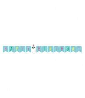 Llama Party Happy Birthday Banner