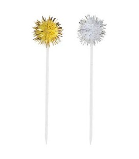 8 Pics Pompons Or & Argent
