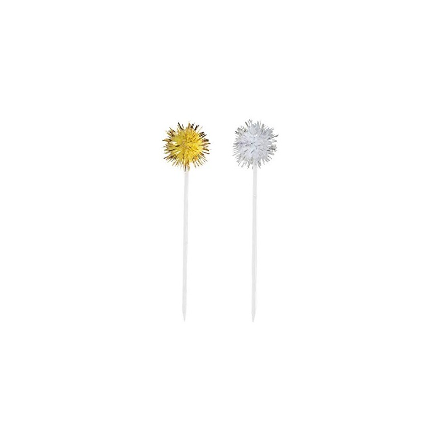 8 Pics Pompons Or & Argent 8 Pics Pompons Or & Argent