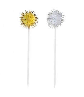 8 Pics Pompons Or & Argent