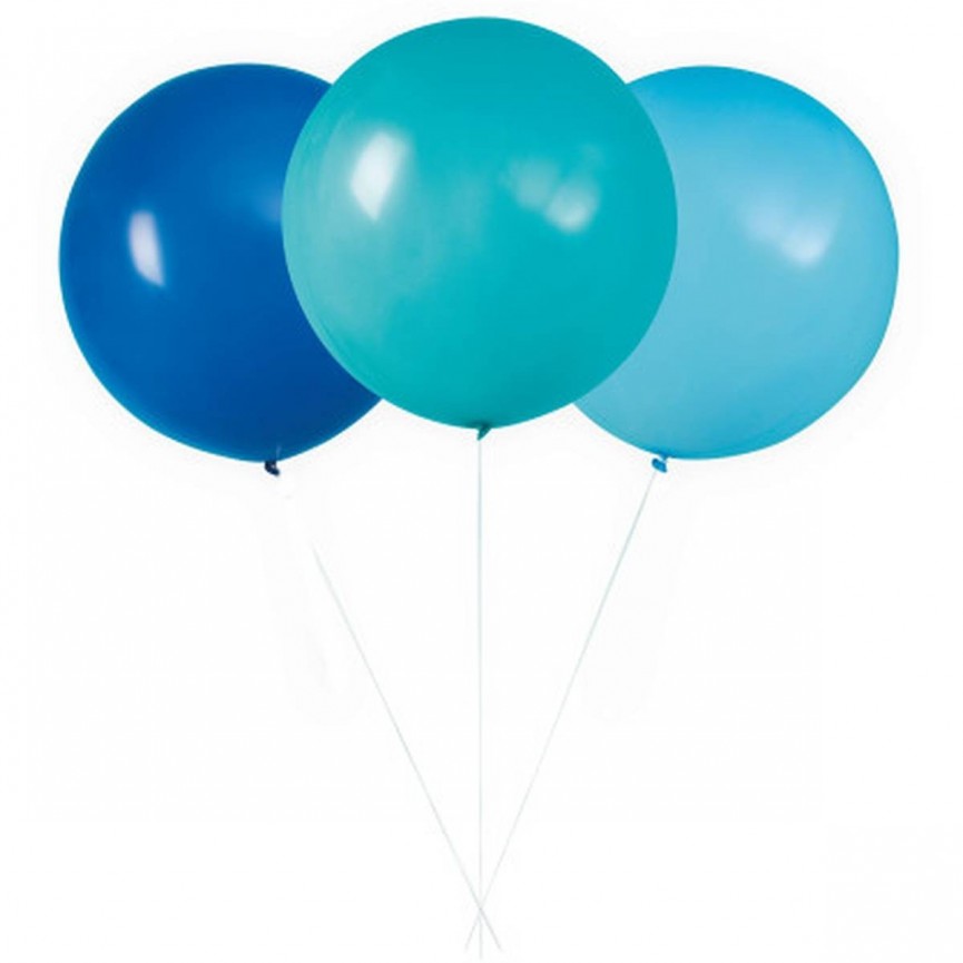 3 Giant Assorted Blue Balloons