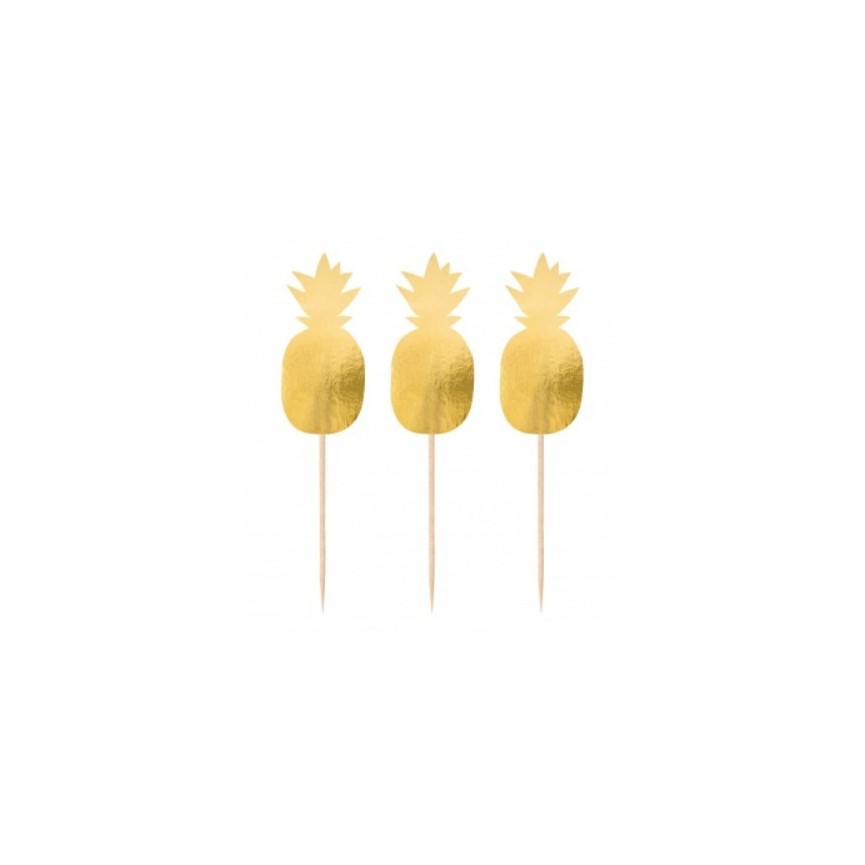 20 Gold Pineapple Picks