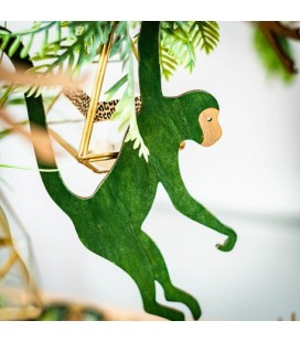 1 Green Wooden Hanging Monkey