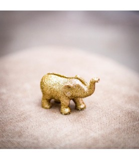 4 Marque-Place Eléphant Paillettes Dorées