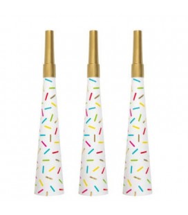 4 Gold Confetti Horns