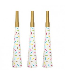 4 Gold Confetti Horns