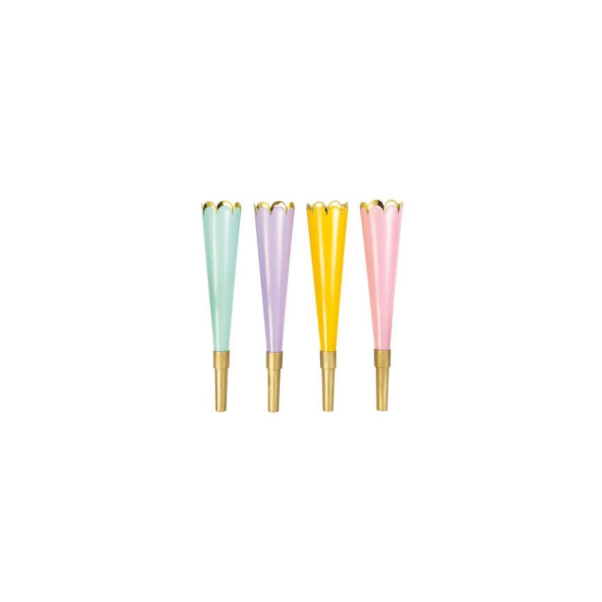 4 Gold Scalloped Horns