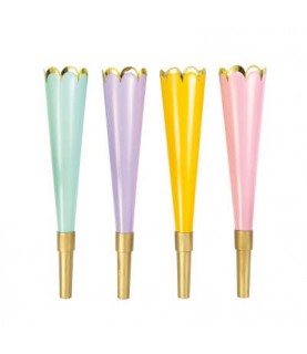 4 Gold Scalloped Horns