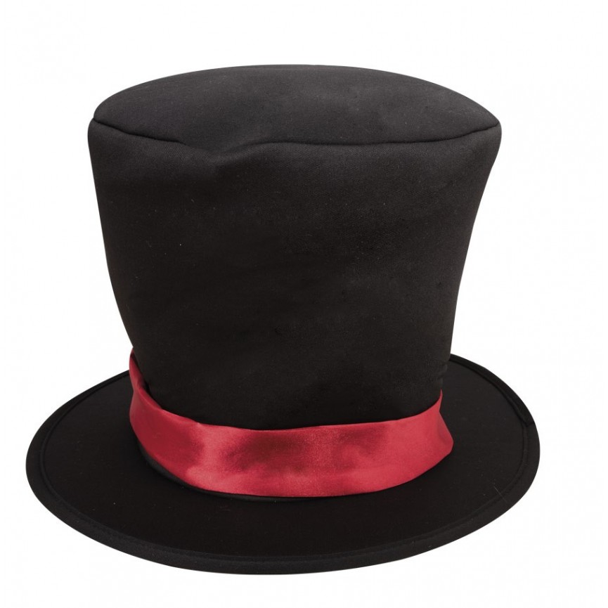 Black hat with red ribbon