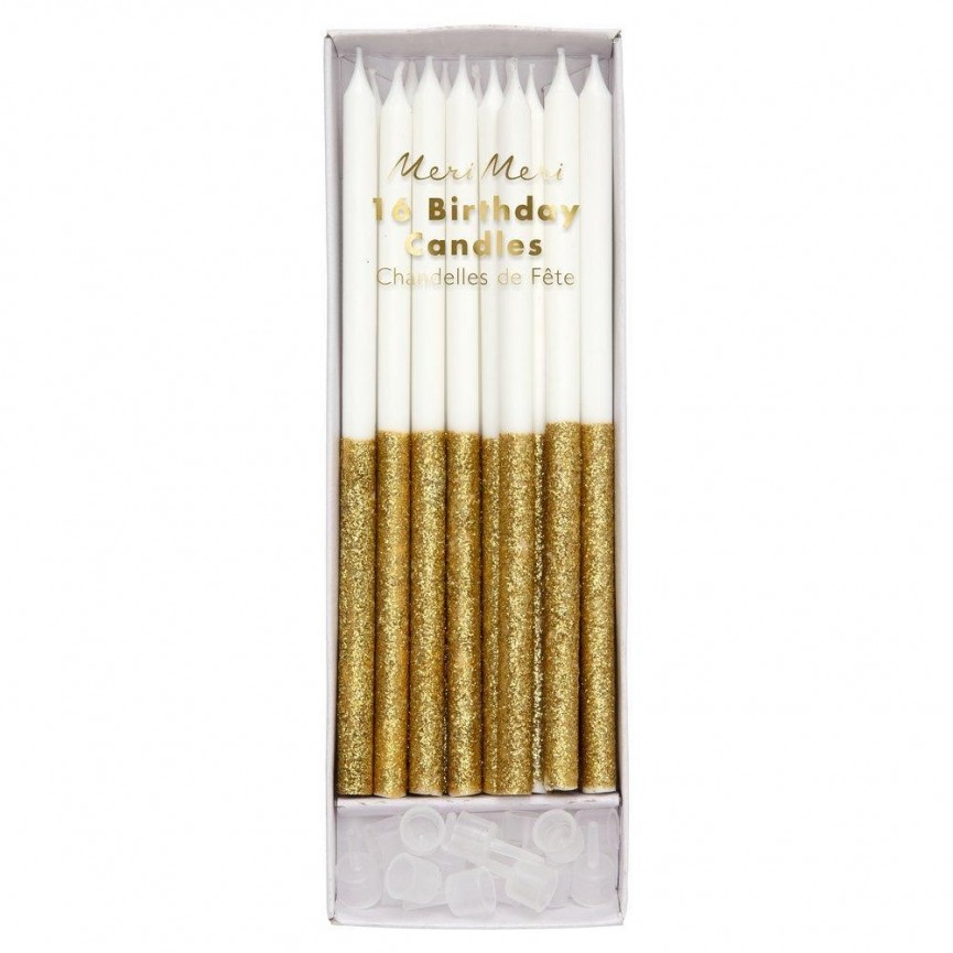 16 Bougies Dorées Glitter