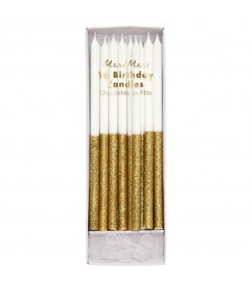 16 Gold Glitter Candles