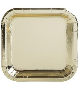 8 Metallic Gold Dinner Plates