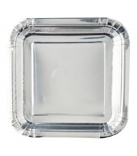 8 Metallic Silver Dinner Plates