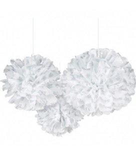 3 Fluffy Snowflake Pom Poms
