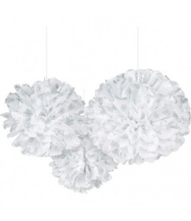 3 Fluffy Snowflake Pom Poms