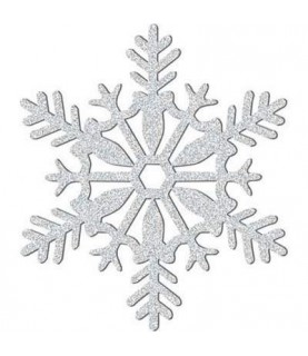 Glitter Silver Snowflake Hanging Decoration Decoration 28cm