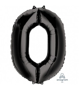 BLACK MYLAR BALLON NUMBER 0