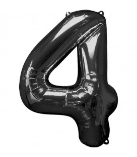 Black Mylar Balloon Number 4 Mid-Size