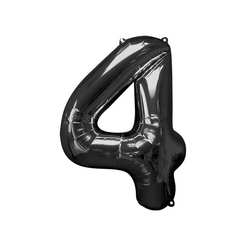 Black Mylar Balloon Number 4 Mid-Size