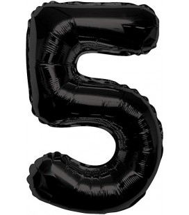 Black Mylar Balloon Number 5 Mid-Size