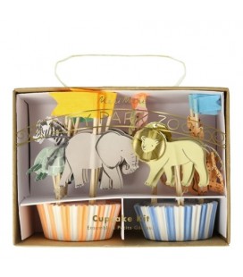 Kit of 24 Safari Animal Cupcakes