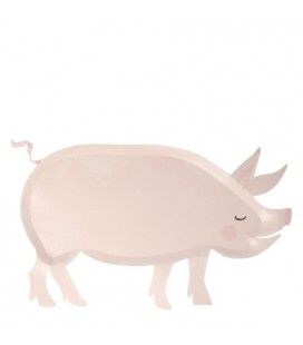 12 Assiettes découpées Cochon Farm Fun