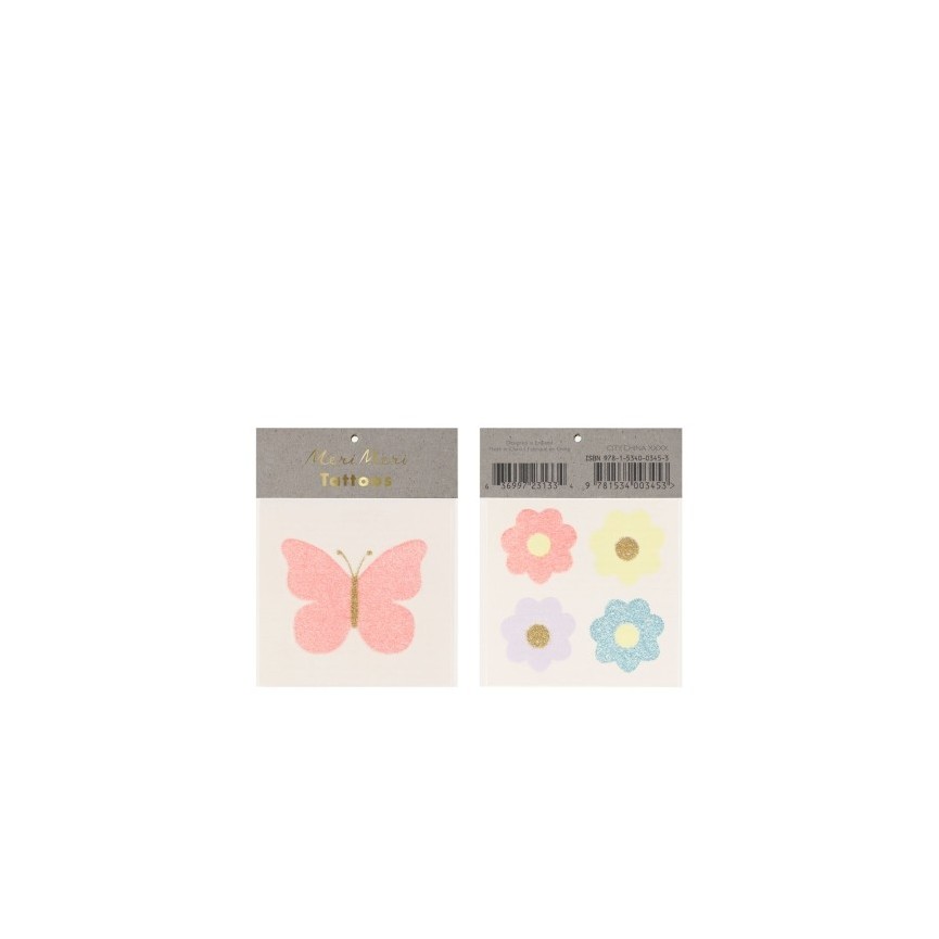 Tatouages temporaires Papillon & Fleurs