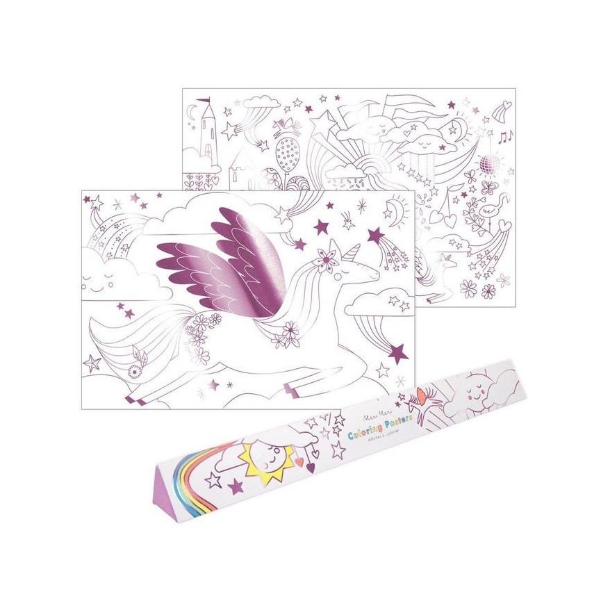 2 Unicorn Coloring Poster