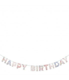English Garden Happy Birthday Garland