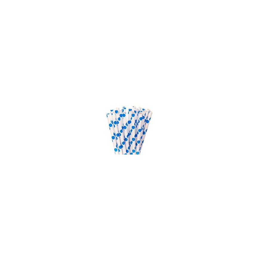 25 Blue Polka Dots Paper Straws