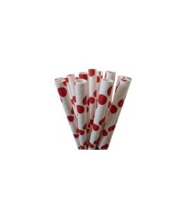 25 Red Polka Dots Paper Straws