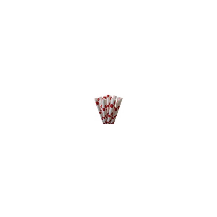 25 Red Polka Dots Paper Straws