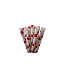 25 Red Polka Dots Paper Straws