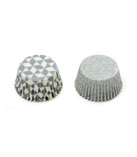 36 Silver Geometric Cupcake Liners