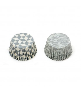 36 Silver Geometric Cupcake Liners
