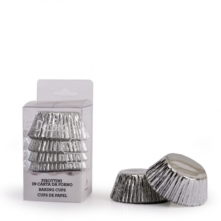 60 Caissettes à Cupcakes Argent Métallisé