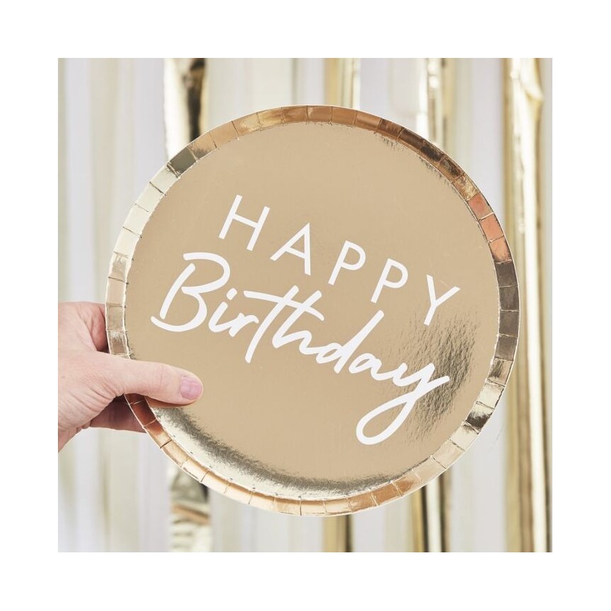 Gold Foiled Happy Birthday Plates