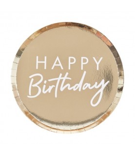 Assiettes Happy Birthday Or Métallisé