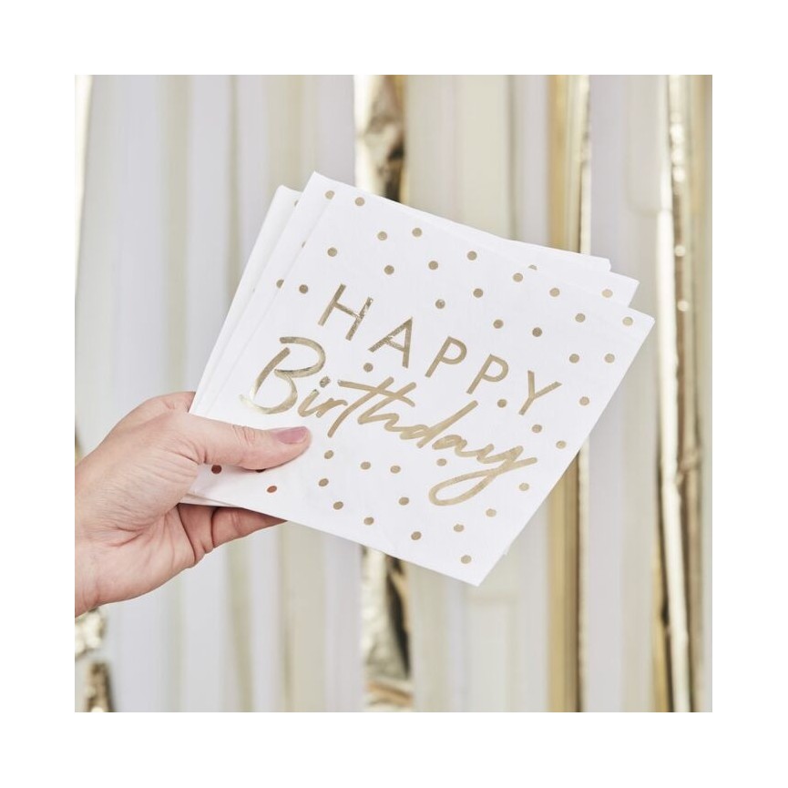 Gold Foiled Happy Birthday Napkins