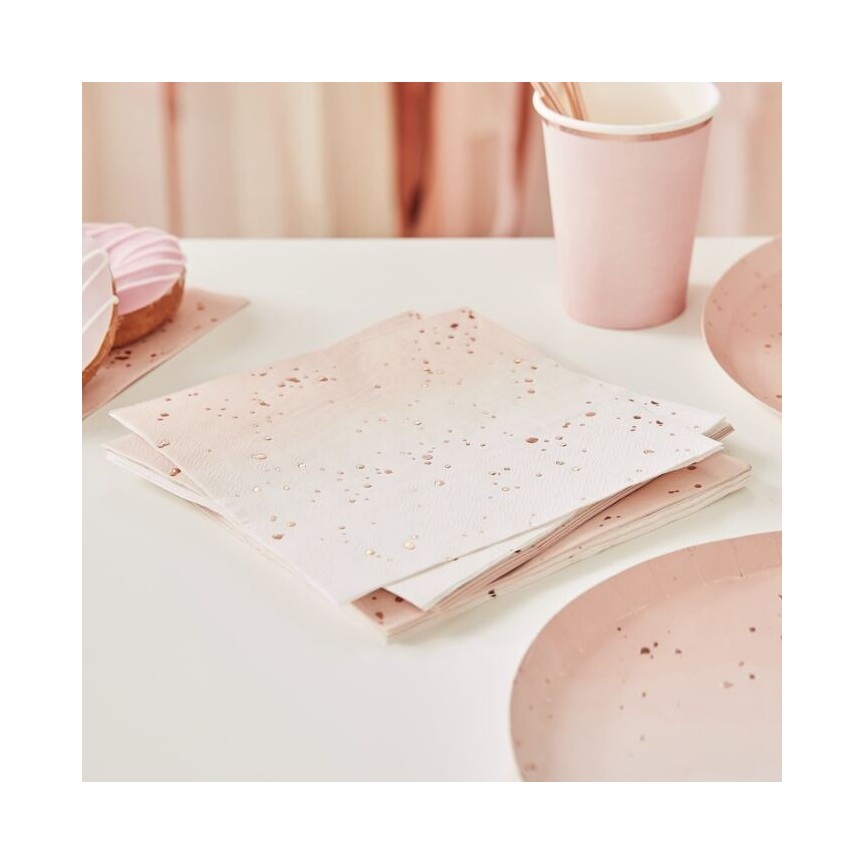 Pink Ombré Napkins with Rose Gold Speckles