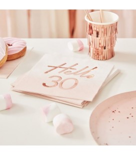 Serviettes Rose Gold Hello 30