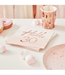 Hello 30 Rose Gold Napkins